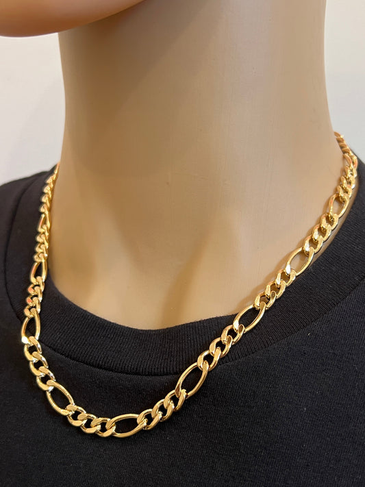 18KT Gold Filled Necklaces, Gold Filled Figaro Chain | 7mm Wide | 20–24 Inch Options by HAUS OF MONOGRAM