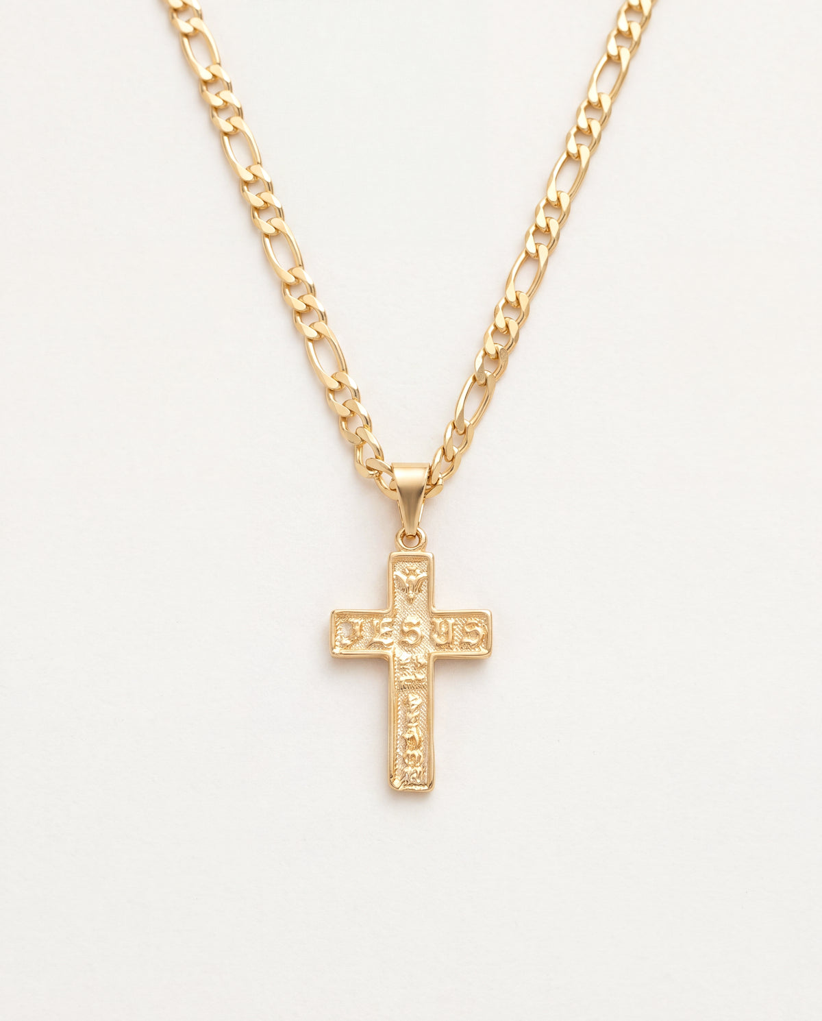 18KT Gold Filled Necklaces, Gold Filled Figaro Cross Necklace | Timeless Faith Charm Piece by HAUS OF MONOGRAM