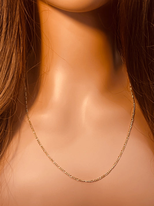 18KT Gold Filled Necklaces, Gold Filled Figaro Necklace | 1mm Dainty Chain | 14–24 by HAUS OF MONOGRAM