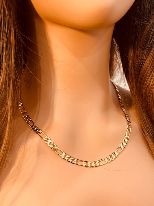 18KT Gold Filled Necklaces, Gold Filled Figaro Necklace | 5.5mm Chain Statement by HAUS OF MONOGRAM
