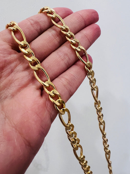 18KT Gold Filled Necklaces, Gold Filled Figaro Necklace | 7mm Chain | 20–24 Inch by HAUS OF MONOGRAM