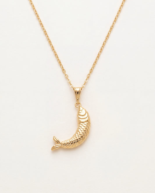 18KT Gold Filled Necklaces, Gold Filled Fish Charm Necklace | Pendant Size 6mm x 20mm + Bail | 16" or 18" Length by HAUS O...