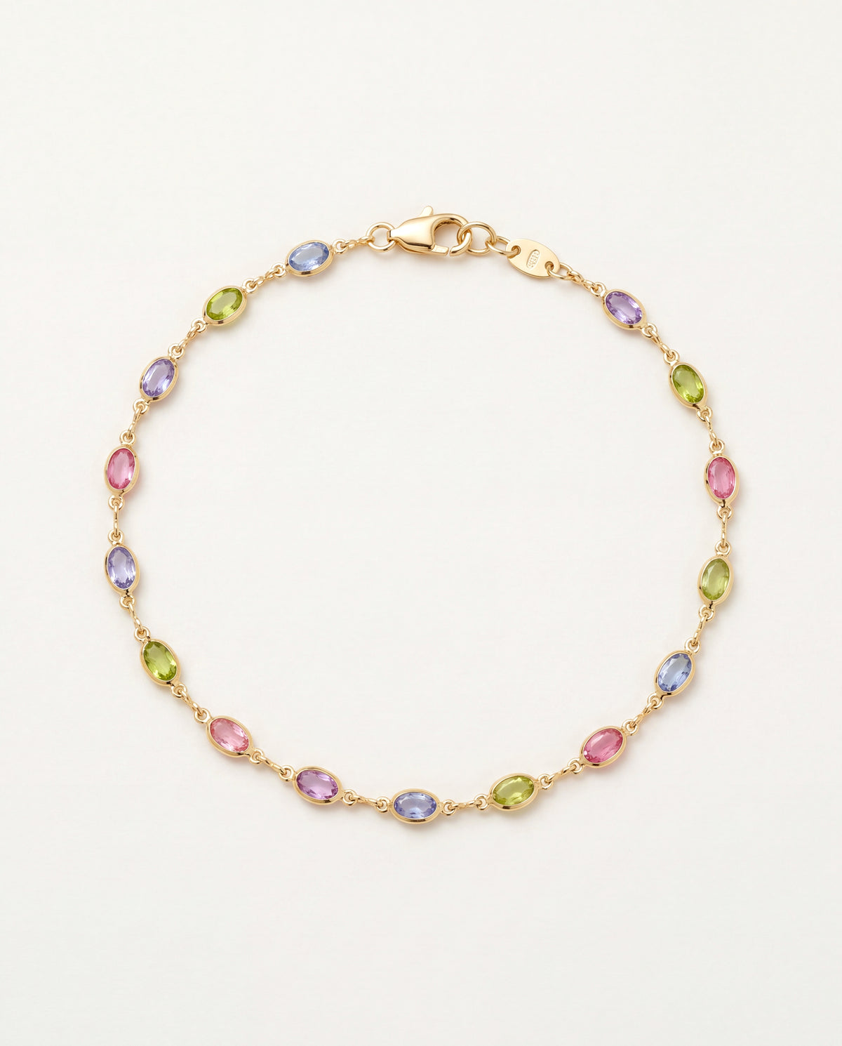 18KT Gold Filled Anklets, Gold Filled Gemstone Anklet | Dainty Oval Light Stone Chain Bracelet in 9.75" Length by HAUS OF...