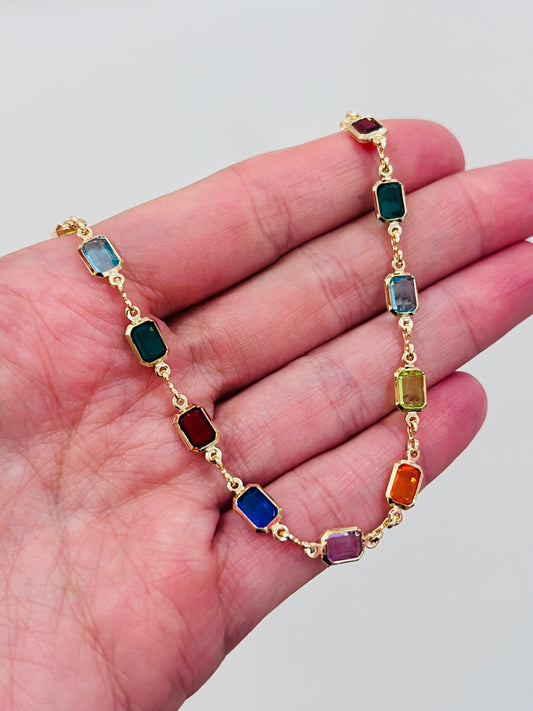18KT Gold Filled Anklets, Gold Filled Gemstone Anklet | Delicate Sparkle for Every Step by HAUS OF MONOGRAM