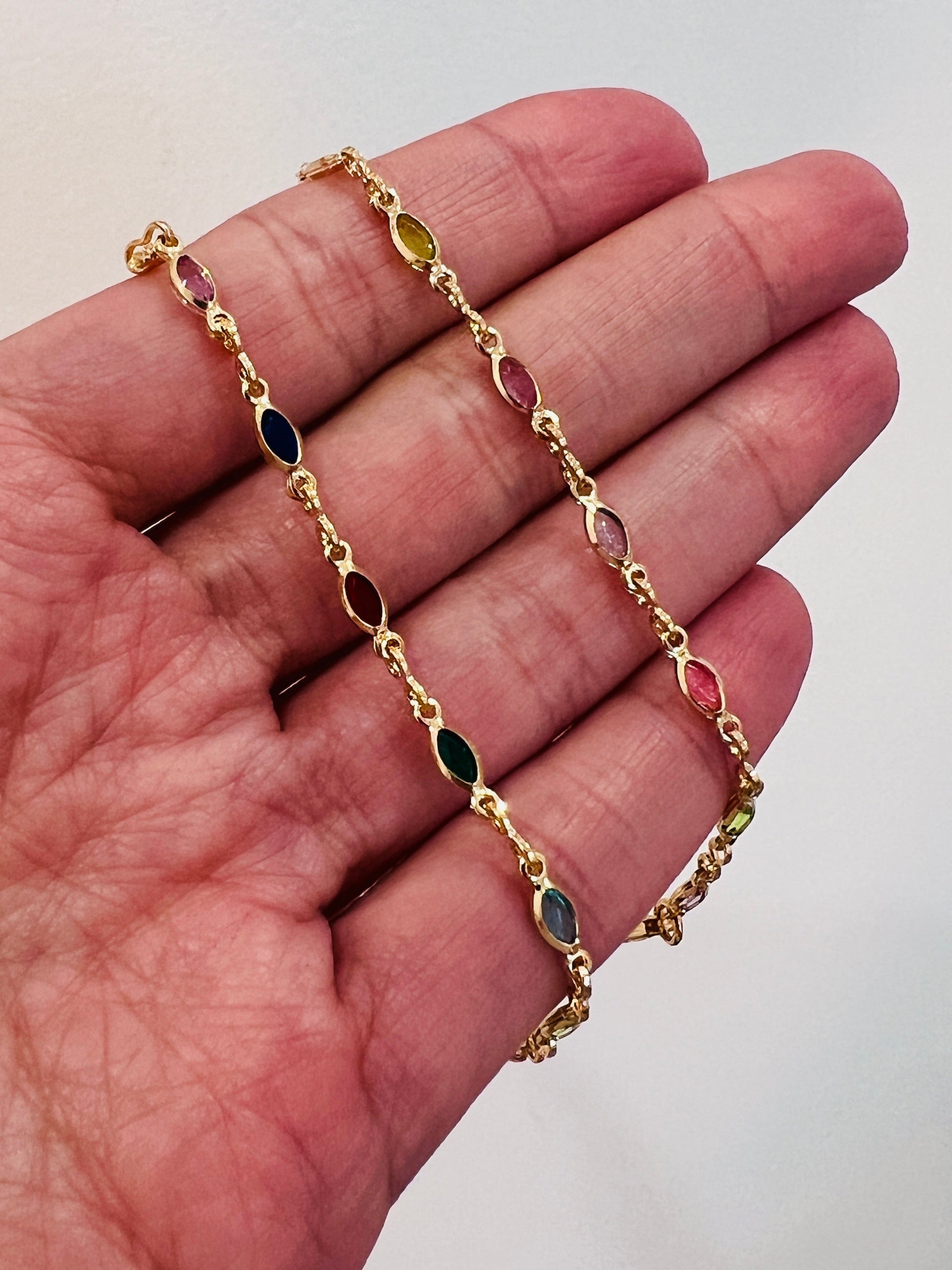 18KT Gold Filled Bracelets, Gold Filled Gemstone Bracelet | 3mm Oval Charm Chain by HAUS OF MONOGRAM