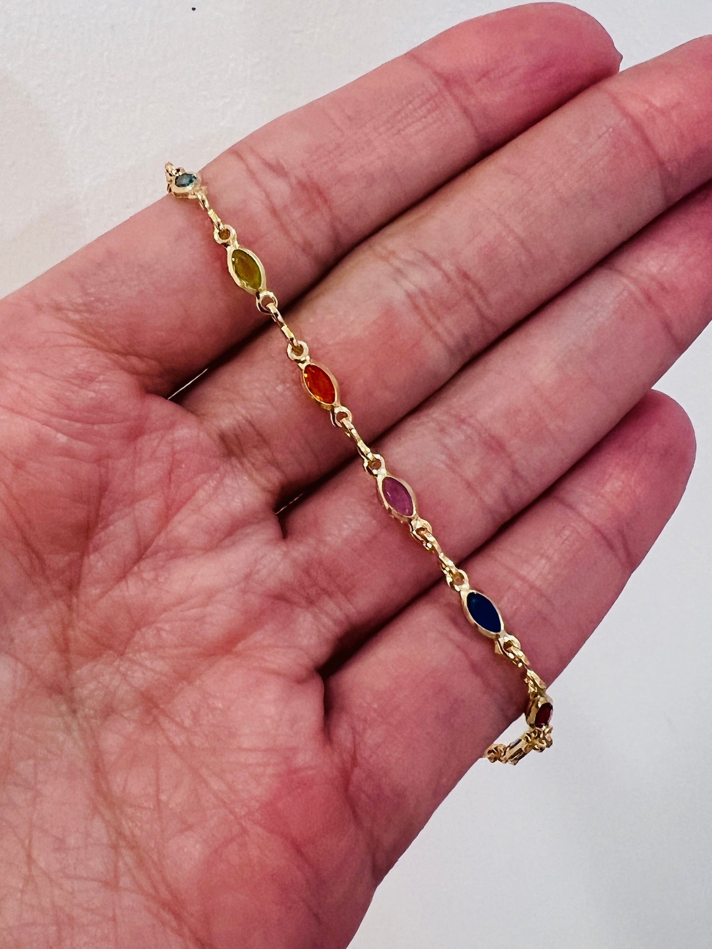 18KT Gold Filled Bracelets, Gold Filled Gemstone Bracelet | 3mm Oval Charm Chain by HAUS OF MONOGRAM