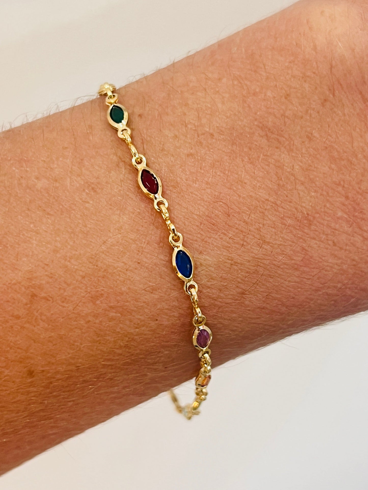 18KT Gold Filled Bracelets, Gold Filled Gemstone Bracelet | 3mm Oval Charm Chain by HAUS OF MONOGRAM