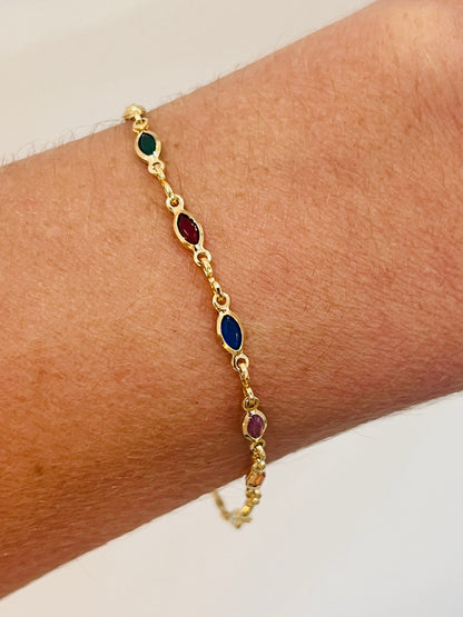 18KT Gold Filled Bracelets, Gold Filled Gemstone Bracelet | 3mm Oval Charm Chain by HAUS OF MONOGRAM