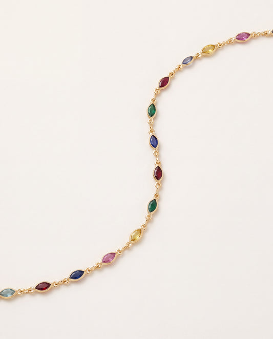 18KT Gold Filled Bracelets, Gold Filled Gemstone Bracelet | 3mm Oval Charm Chain by HAUS OF MONOGRAM