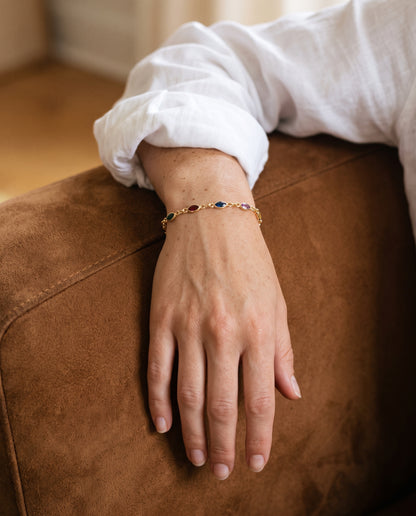 Gold Filled Gemstone Bracelet worn by a model