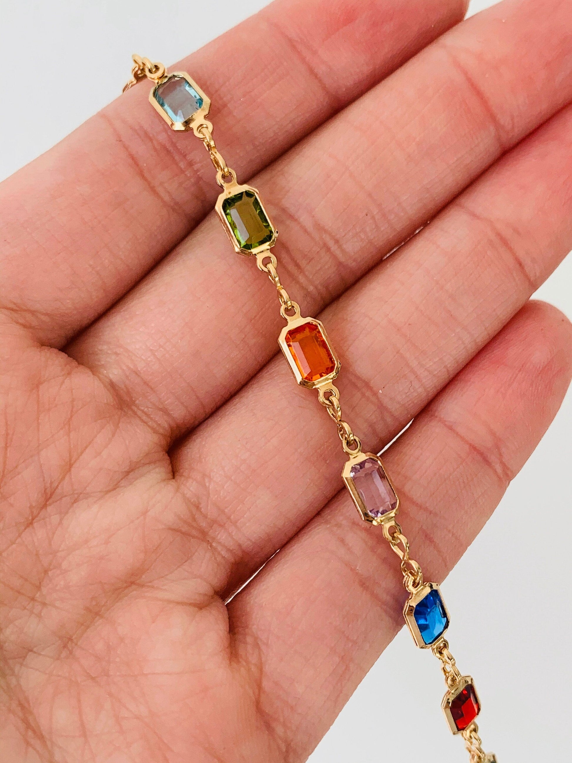 18KT Gold Filled Bracelets, Gold Filled Gemstone Bracelet | Colorful Elegance by HAUS OF MONOGRAM