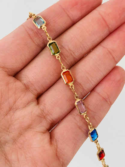 18KT Gold Filled Bracelets, Gold Filled Gemstone Bracelet | Colorful Elegance by HAUS OF MONOGRAM
