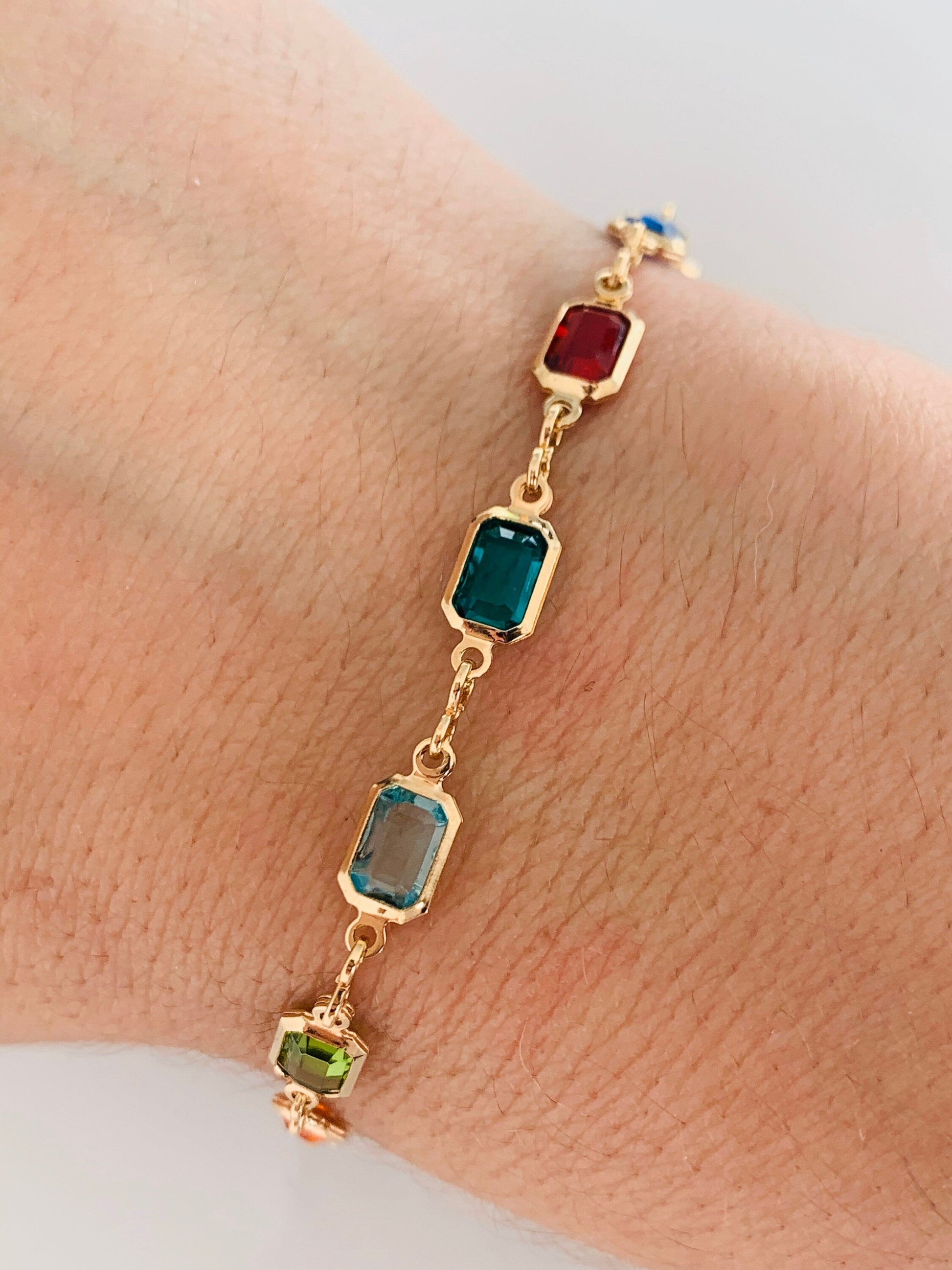 18KT Gold Filled Bracelets, Gold Filled Gemstone Bracelet | Colorful Elegance by HAUS OF MONOGRAM