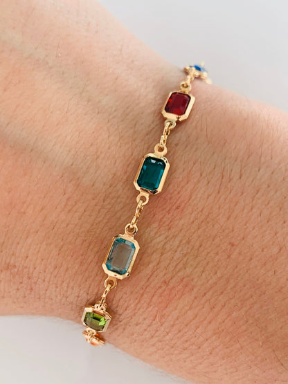18KT Gold Filled Bracelets, Gold Filled Gemstone Bracelet | Colorful Elegance by HAUS OF MONOGRAM