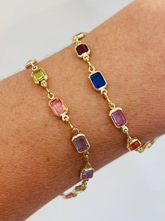 18KT Gold Filled Bracelets, Gold Filled Gemstone Bracelet | Colorful Elegance by HAUS OF MONOGRAM
