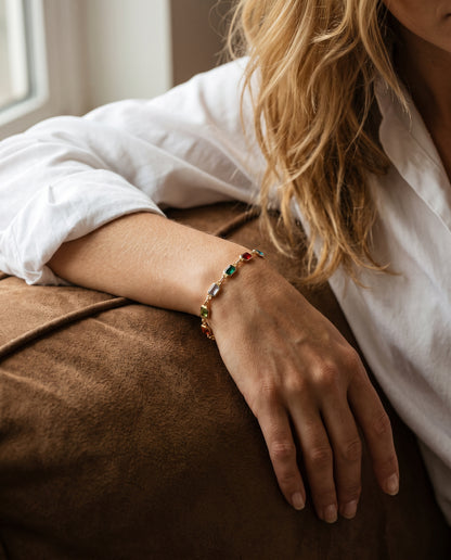Gold Filled Gemstone Bracelet worn by a model