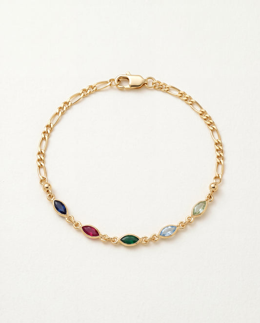 18KT Gold Filled Bracelets, Gold Filled Gemstone Figaro Bracelet – 7" or 7.5" | 2mm Dainty Chain by HAUS OF MONOGRAM
