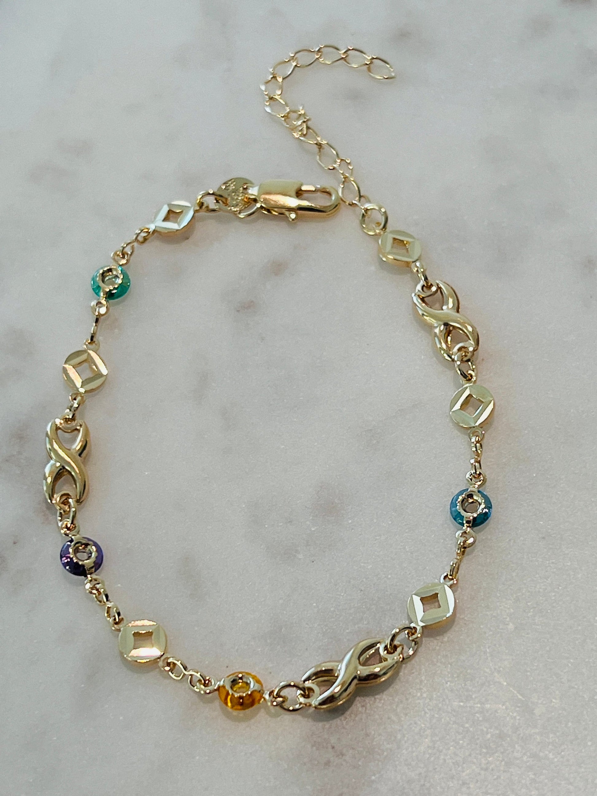 18KT Gold Filled Bracelets, Gold Filled Gemstone Infinity Bracelet | Dainty Everyday Jewelry by HAUS OF MONOGRAM
