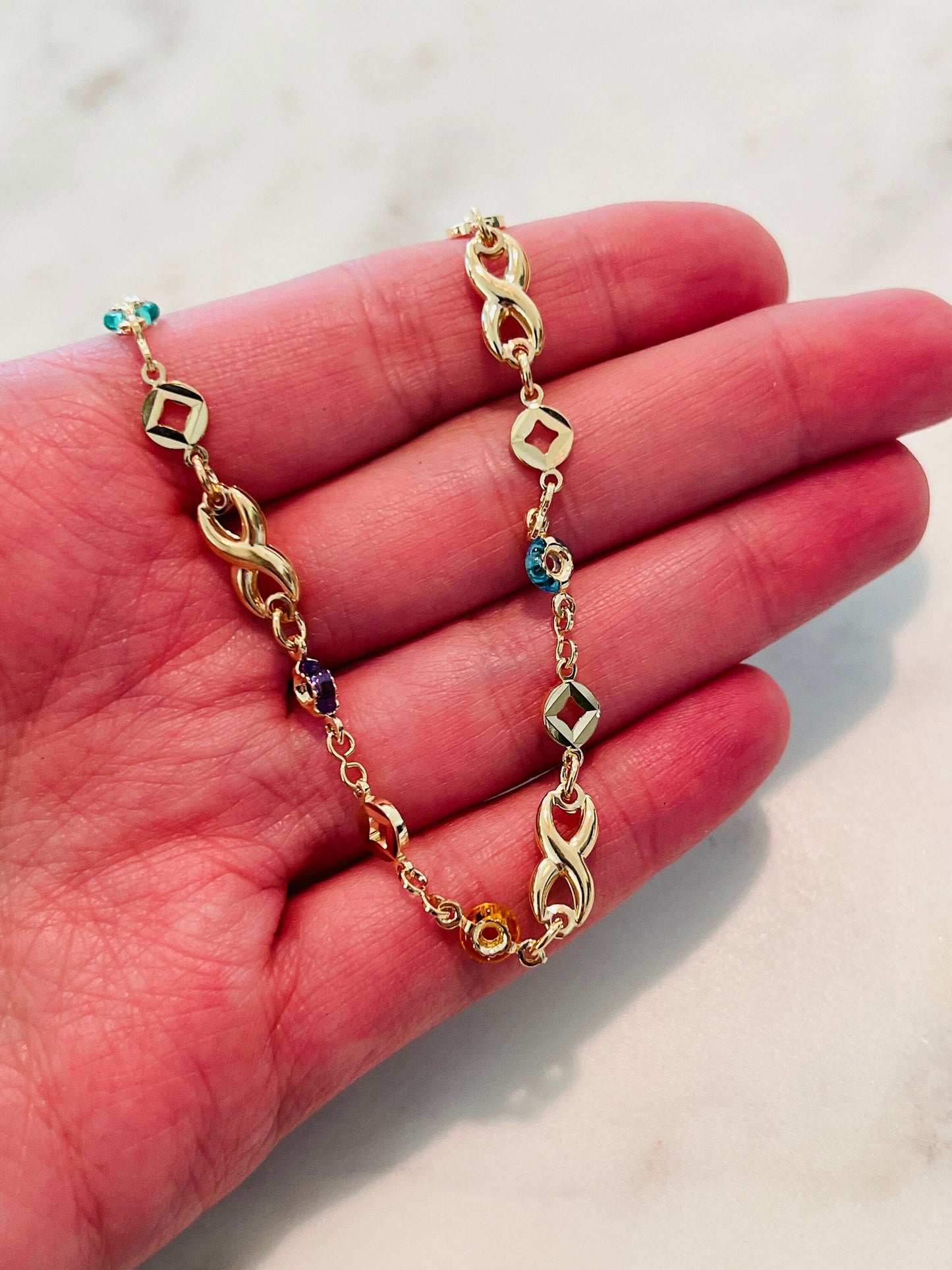 18KT Gold Filled Bracelets, Gold Filled Gemstone Infinity Bracelet | Dainty Everyday Jewelry by HAUS OF MONOGRAM