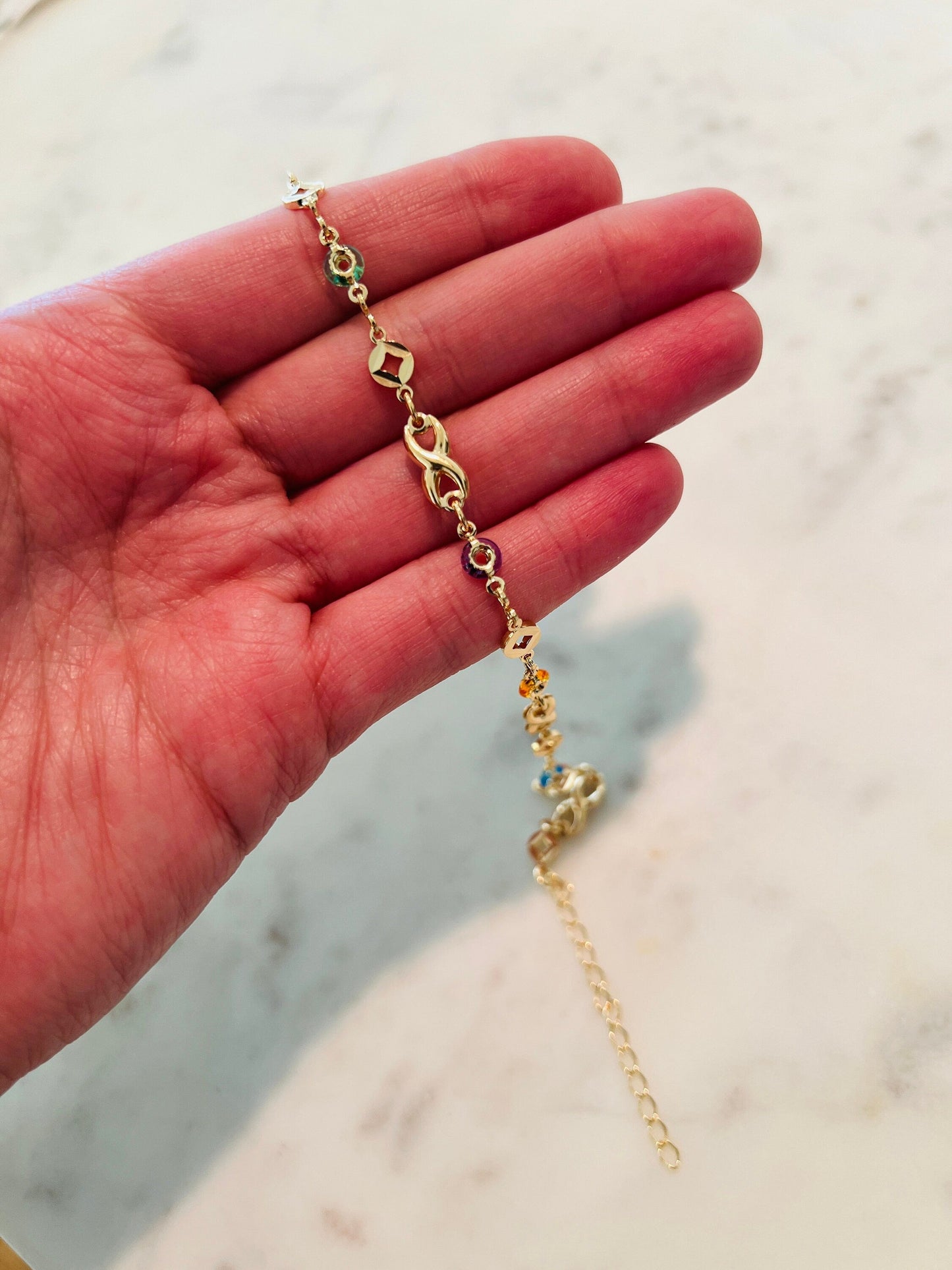 18KT Gold Filled Bracelets, Gold Filled Gemstone Infinity Bracelet | Dainty Everyday Jewelry by HAUS OF MONOGRAM