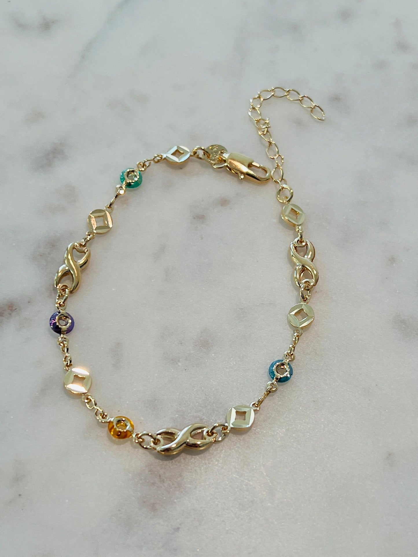 18KT Gold Filled Bracelets, Gold Filled Gemstone Infinity Bracelet | Dainty Everyday Jewelry by HAUS OF MONOGRAM