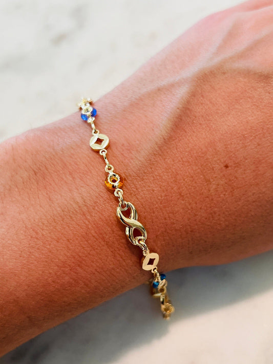 18KT Gold Filled Bracelets, Gold Filled Gemstone Infinity Bracelet | Dainty Everyday Jewelry by HAUS OF MONOGRAM