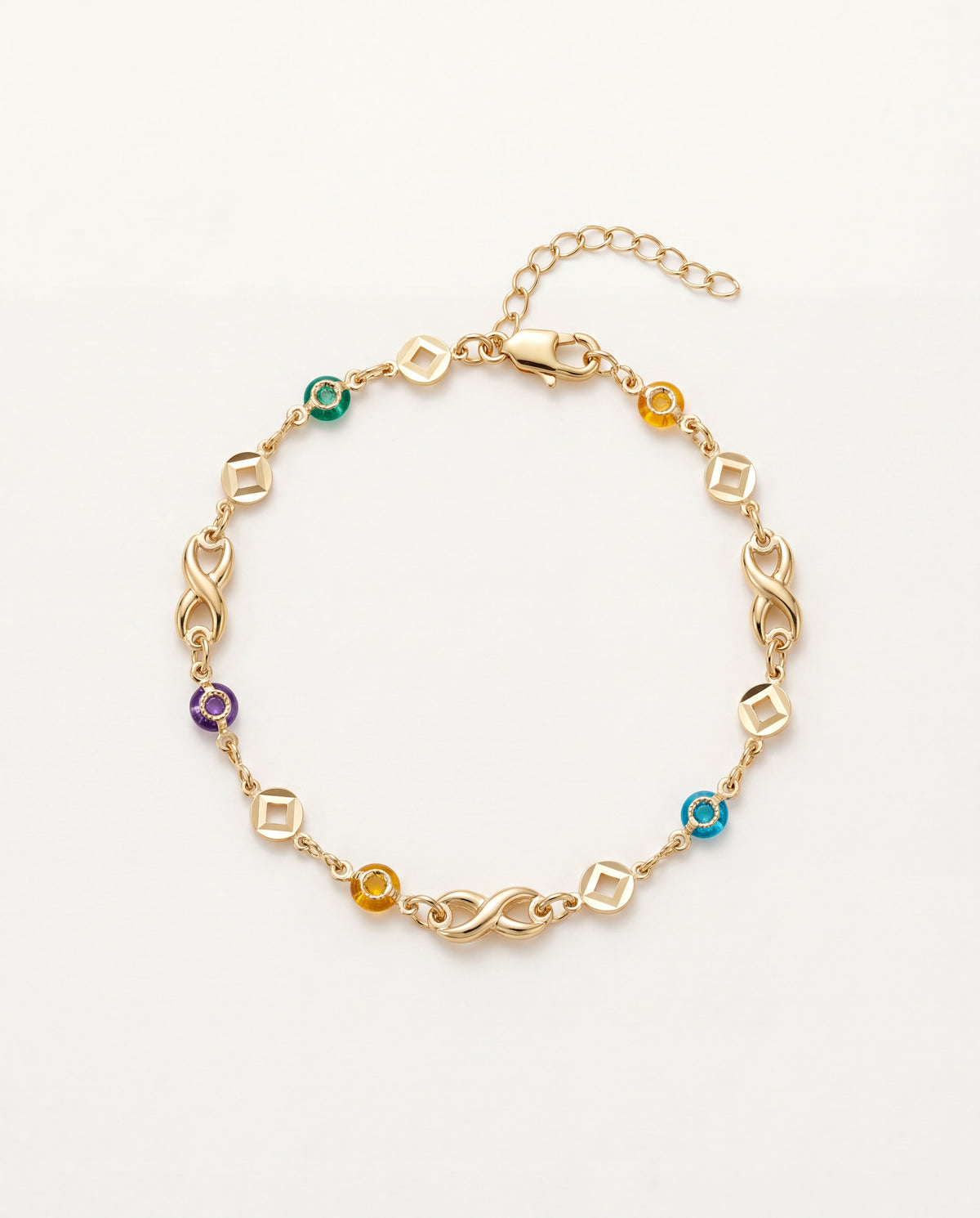 18KT Gold Filled Bracelets, Gold Filled Gemstone Infinity Bracelet | Dainty Everyday Jewelry by HAUS OF MONOGRAM