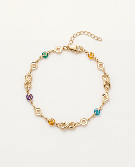 18KT Gold Filled Bracelets, Gold Filled Gemstone Infinity Bracelet | Dainty Everyday Jewelry by HAUS OF MONOGRAM
