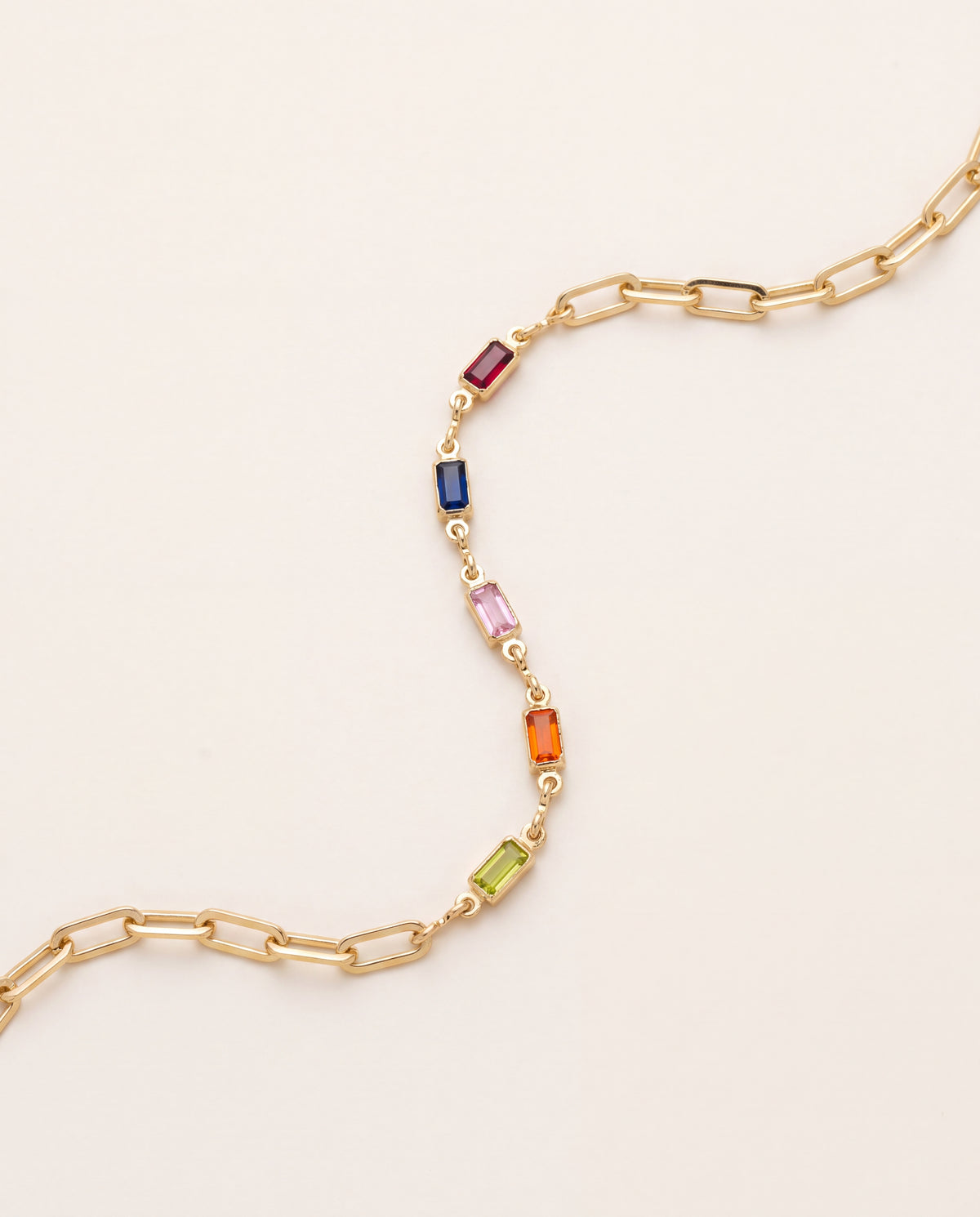 18KT Gold Filled Bracelets, Gold Filled Gemstone & Paperclip Bracelet | Dainty Layering Chain Bracelet by HAUS OF MONOGRAM