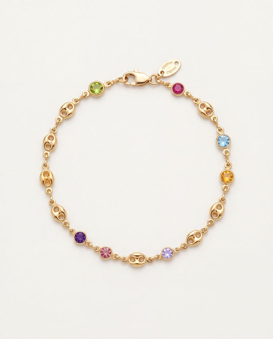 18KT Gold Filled Bracelets, Gold Filled Gemstone Puff Bracelet | 7" Length, 4mm Width by HAUS OF MONOGRAM