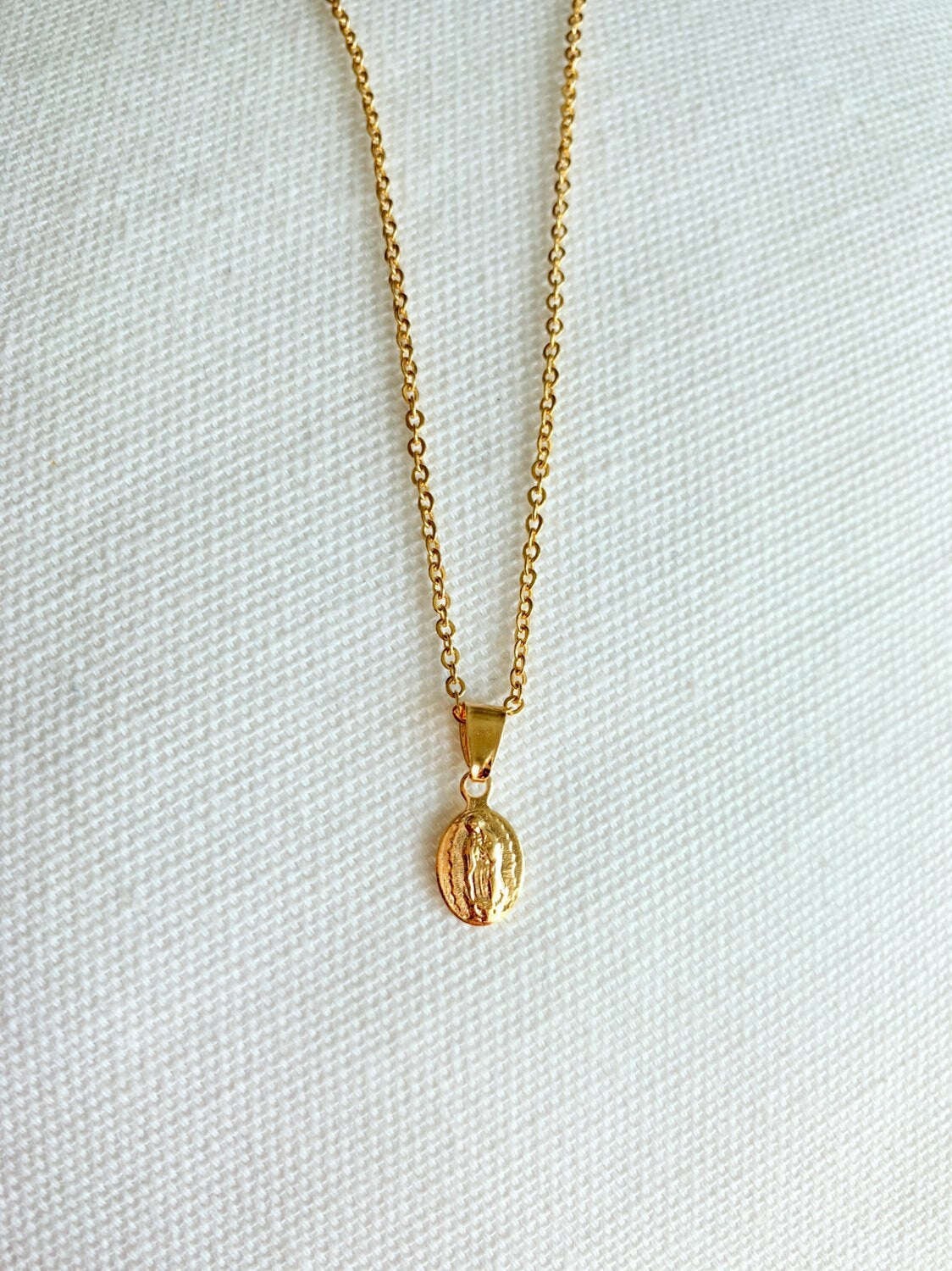 Gold Filled Guadalupe Necklace | Dainty Virgin Mary Charm by HAUS OF MONOGRAM