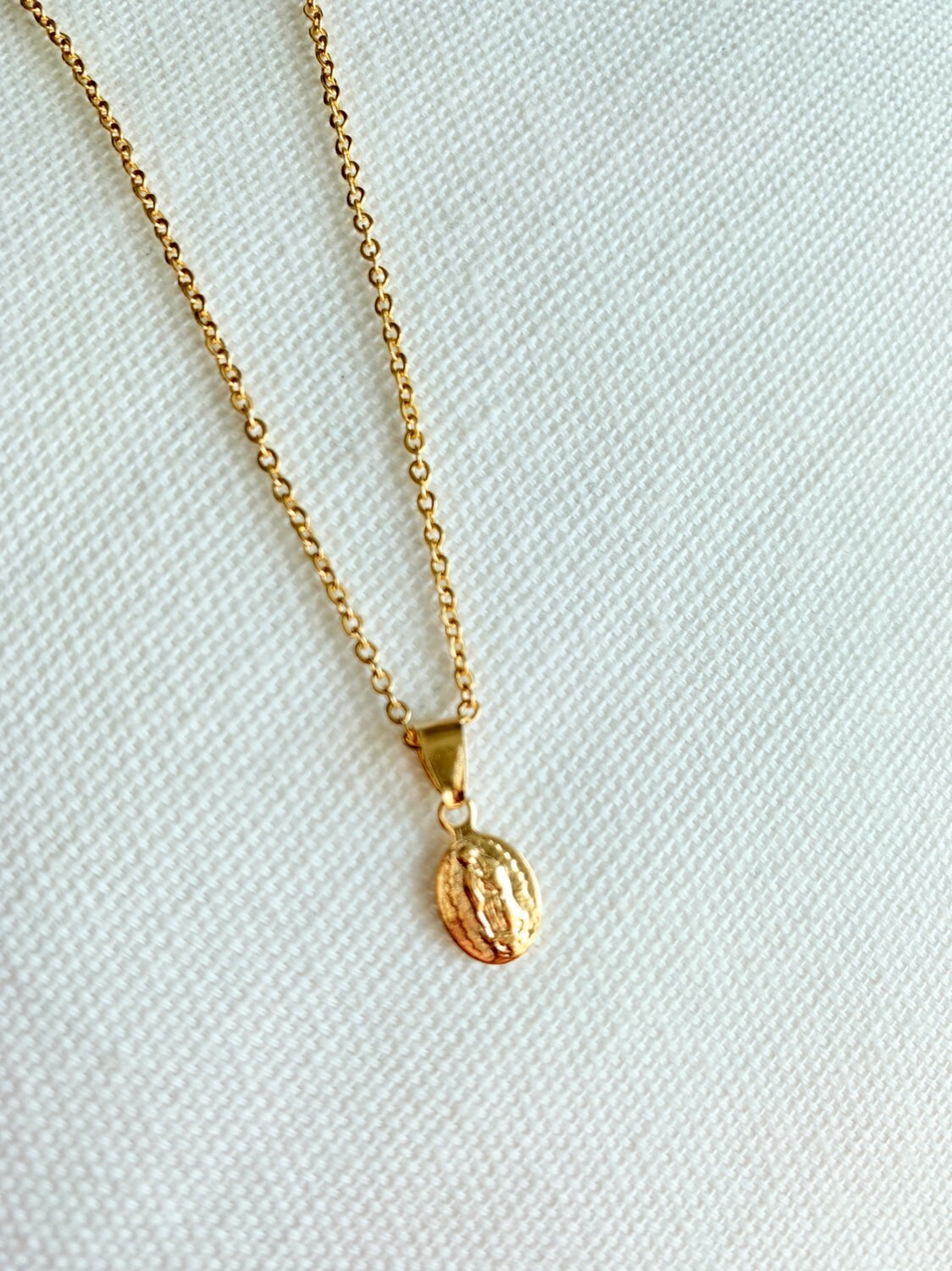 Gold Filled Guadalupe Necklace | Dainty Virgin Mary Charm by HAUS OF MONOGRAM