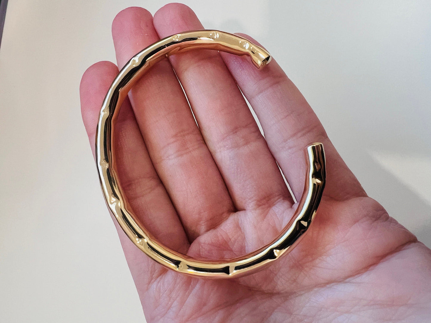 18KT Gold Filled Bangles, Gold Filled Hammered Bangle | Adjustable | 5mm Wide by HAUS OF MONOGRAM