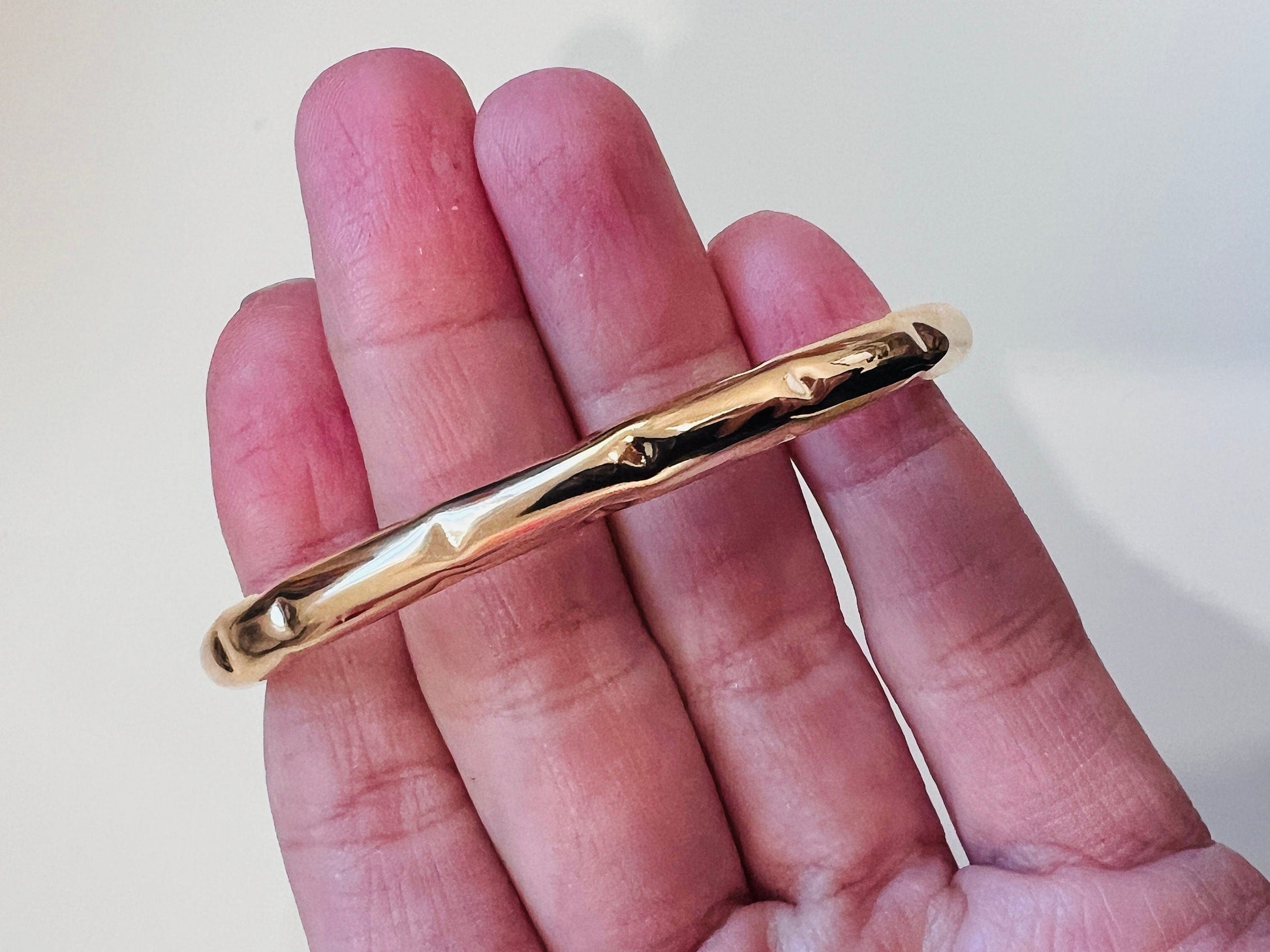 18KT Gold Filled Bangles, Gold Filled Hammered Bangle | Adjustable | 5mm Wide by HAUS OF MONOGRAM