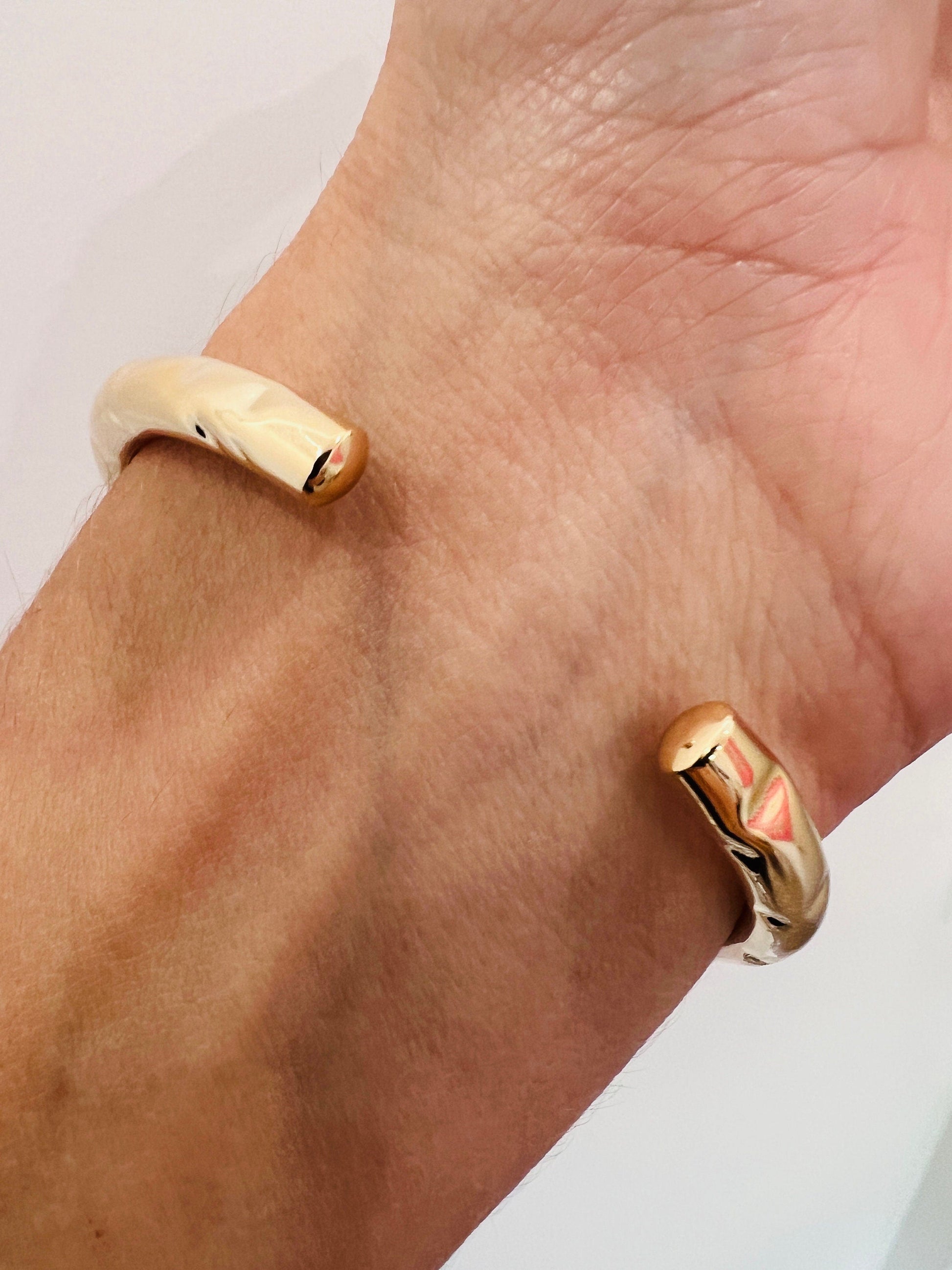 18KT Gold Filled Bangles, Gold Filled Hammered Bangle | Adjustable | 5mm Wide by HAUS OF MONOGRAM