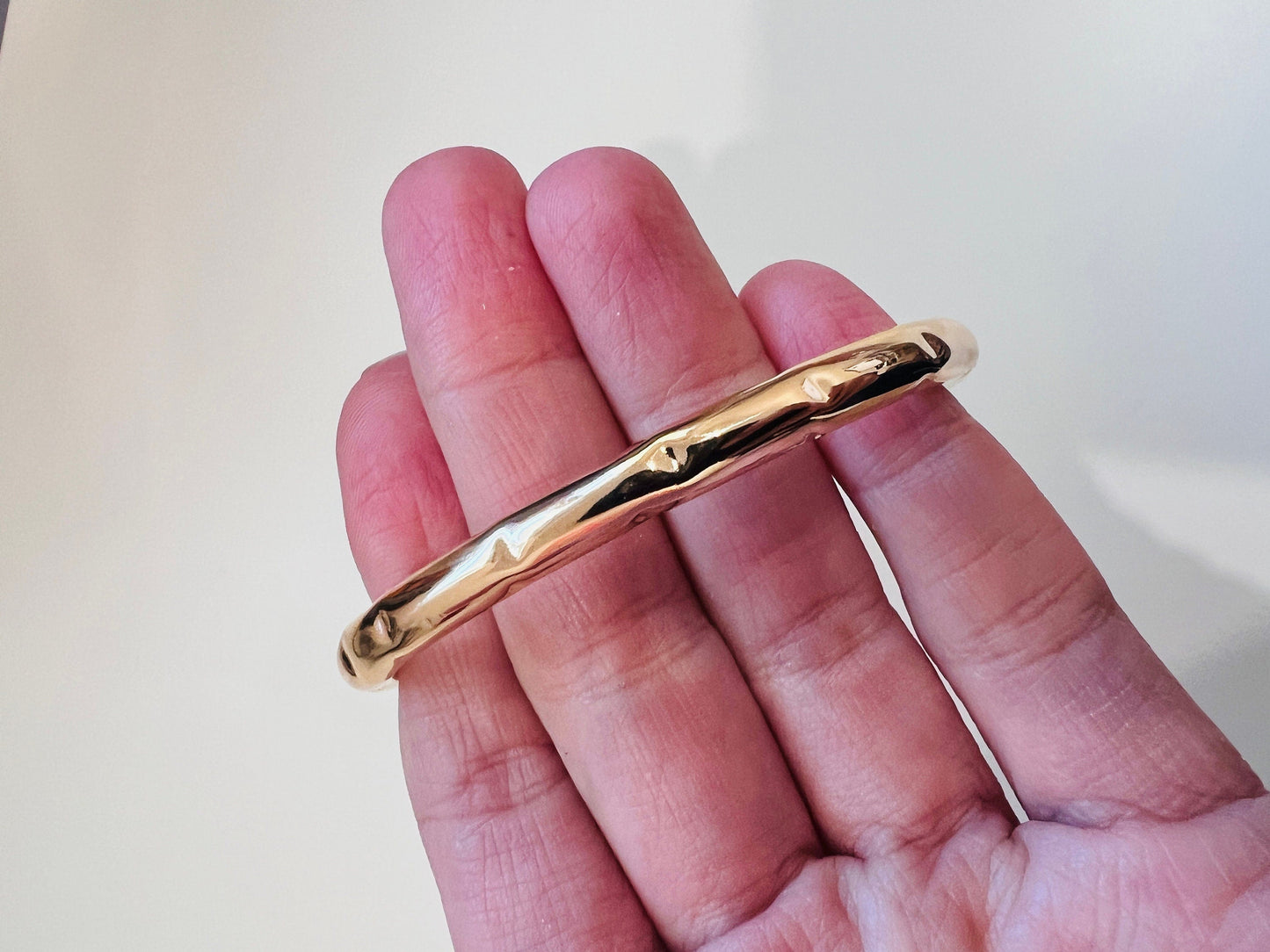 18KT Gold Filled Bangles, Gold Filled Hammered Bangle | Adjustable | 5mm Wide by HAUS OF MONOGRAM