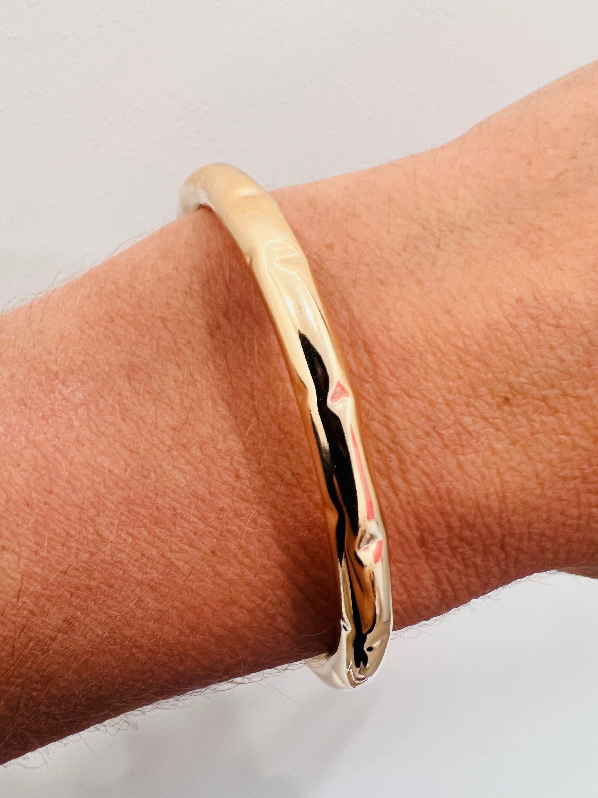 18KT Gold Filled Bangles, Gold Filled Hammered Bangle | Adjustable | 5mm Wide by HAUS OF MONOGRAM