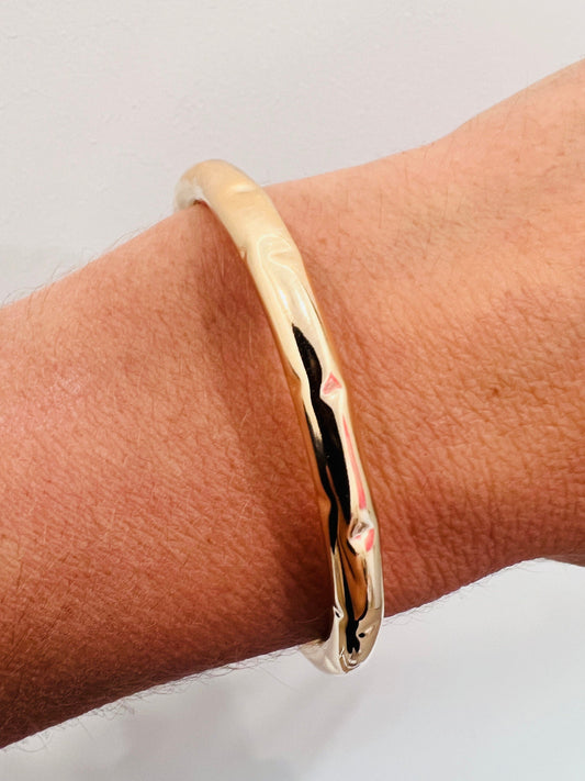 18KT Gold Filled Bangles, Gold Filled Hammered Bangle | Adjustable | 5mm Wide by HAUS OF MONOGRAM