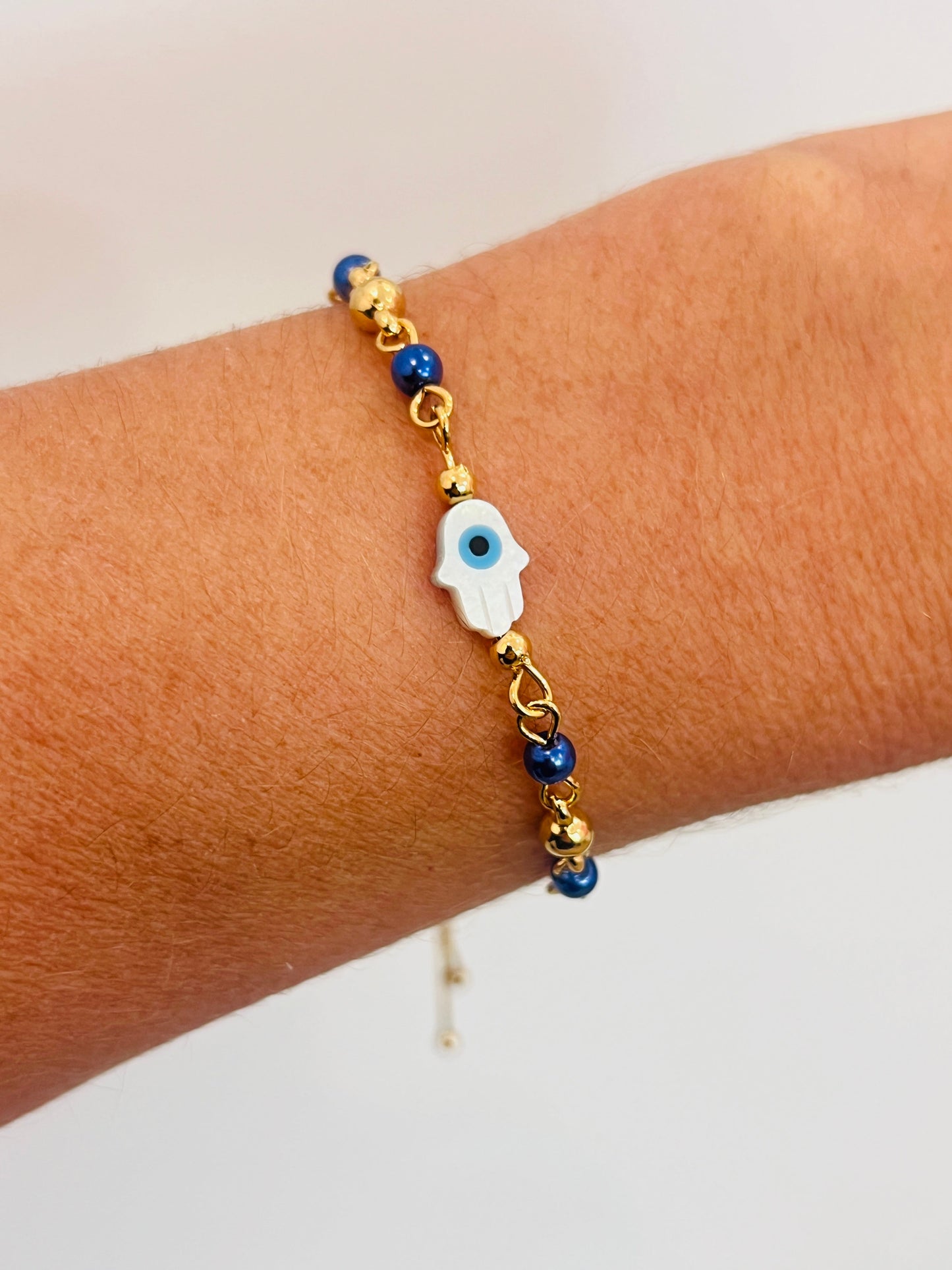 18KT Gold Filled Bracelets, Gold Filled Hamsa Adjustable Bracelet | Protective Amulet Style by HAUS OF MONOGRAM