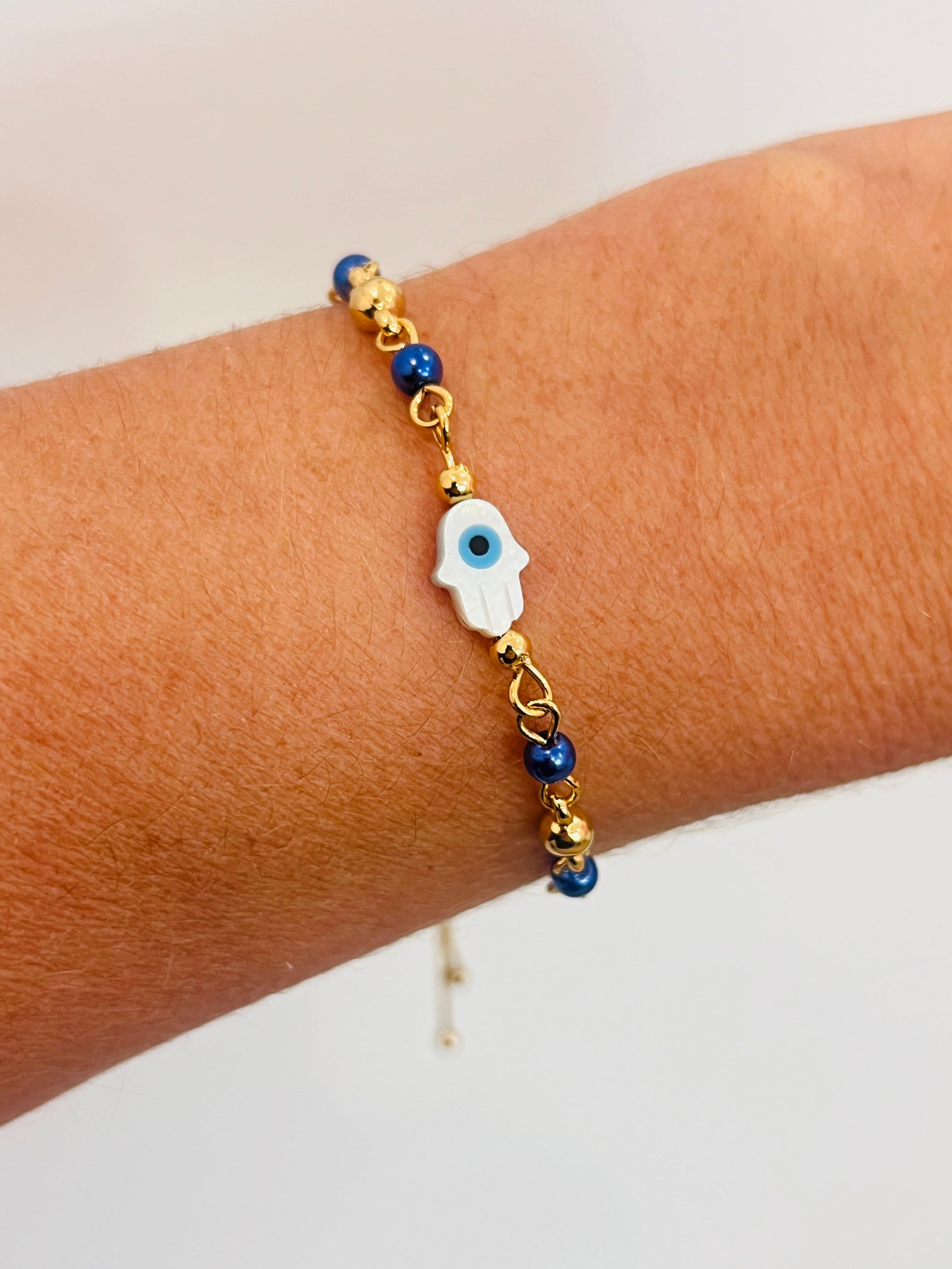 18KT Gold Filled Bracelets, Gold Filled Hamsa Adjustable Bracelet | Protective Amulet Style by HAUS OF MONOGRAM