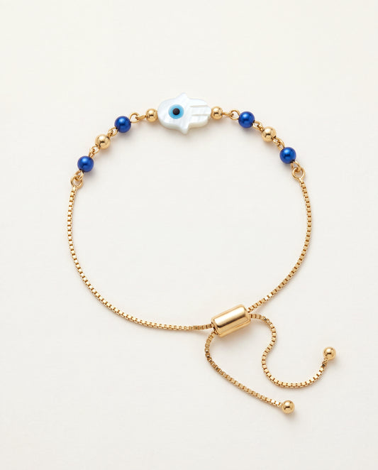 18KT Gold Filled Bracelets, Gold Filled Hamsa Adjustable Bracelet | Protective Amulet Style by HAUS OF MONOGRAM