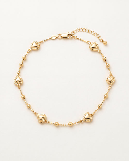18KT Gold Filled Anklets, Gold Filled Heart Anklet | Dainty Romance for Everyday Wear by HAUS OF MONOGRAM