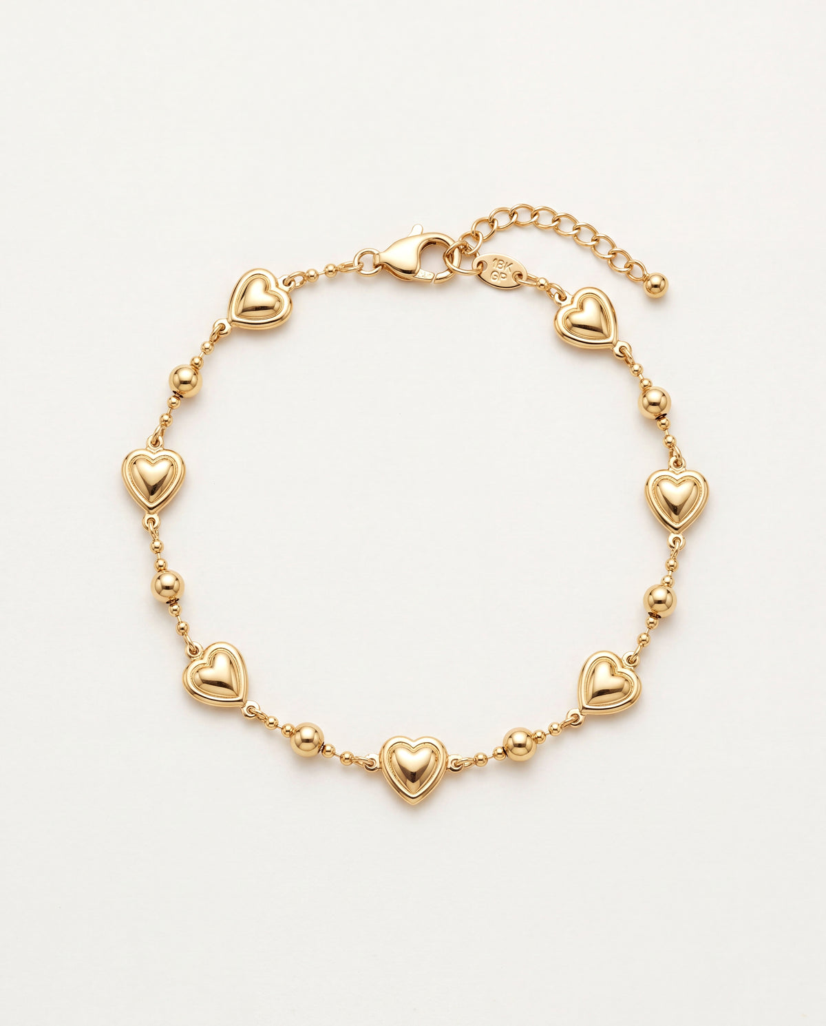 18KT Gold Filled Bracelets, Gold Filled Heart Bracelet | 7.25" + 2" Extension by HAUS OF MONOGRAM