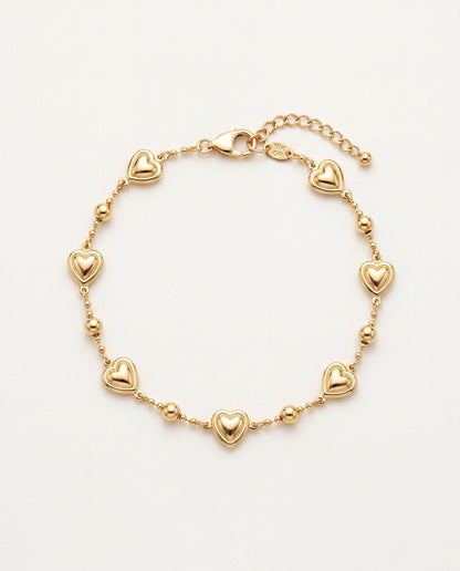 18KT Gold Filled Bracelets, Gold Filled Heart Bracelet | 7.25" + 2" Extension by HAUS OF MONOGRAM