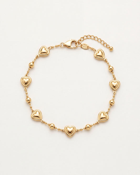 18KT Gold Filled Bracelets, Gold Filled Heart Bracelet | 7.25" + 2" Extension by HAUS OF MONOGRAM