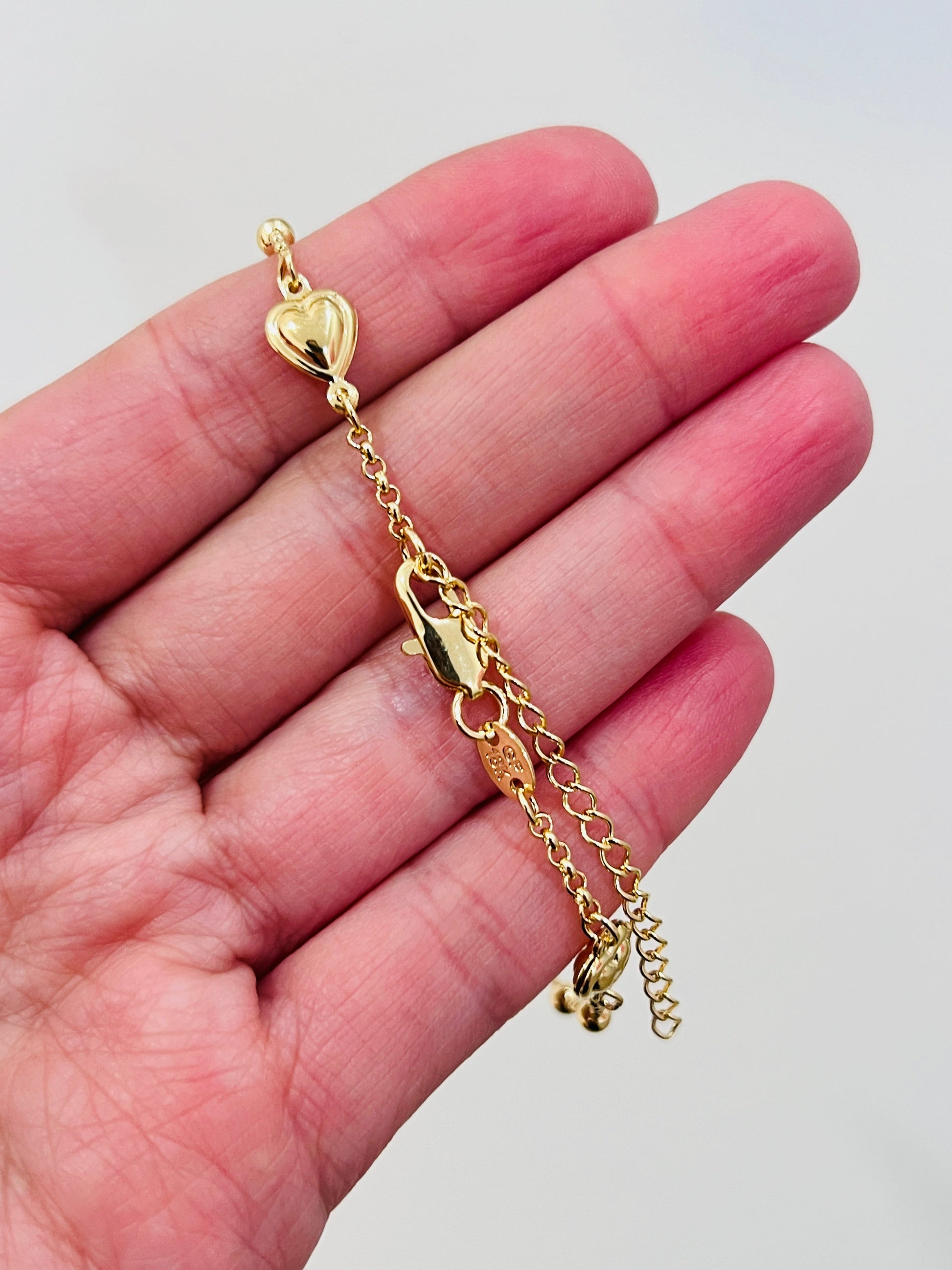 18KT Gold Filled Bracelets, Gold Filled Heart Bracelet | 7.25" + 2" Extension by HAUS OF MONOGRAM
