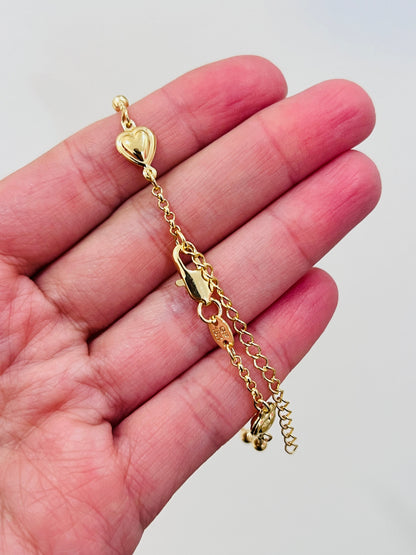 18KT Gold Filled Bracelets, Gold Filled Heart Bracelet | 7.25" + 2" Extension by HAUS OF MONOGRAM