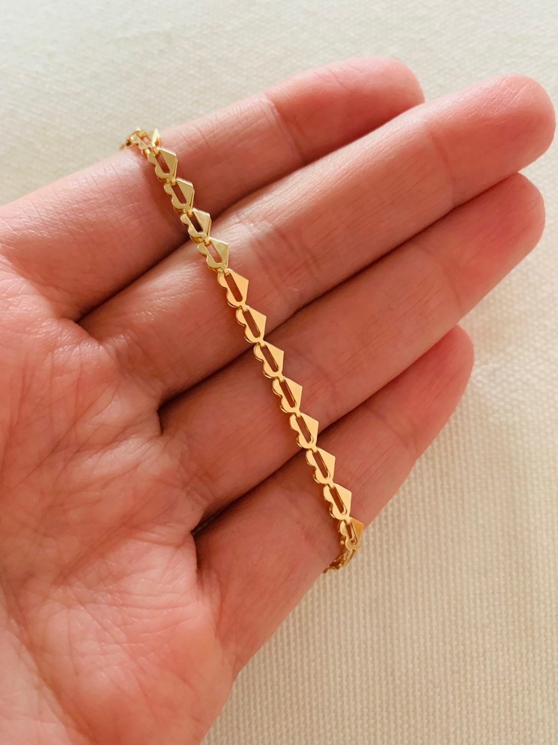 18KT Gold Filled Bracelets, Gold Filled Heart Bracelet | Dainty | 7.25" + 2" Ext by HAUS OF MONOGRAM