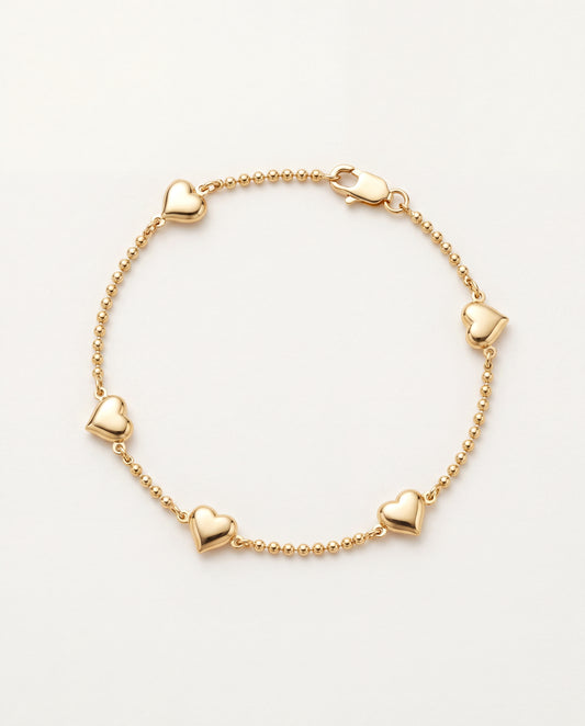 18KT Gold Filled Bracelets, Gold Filled Heart Bracelet | Dainty Gold Jewelry by HAUS OF MONOGRAM