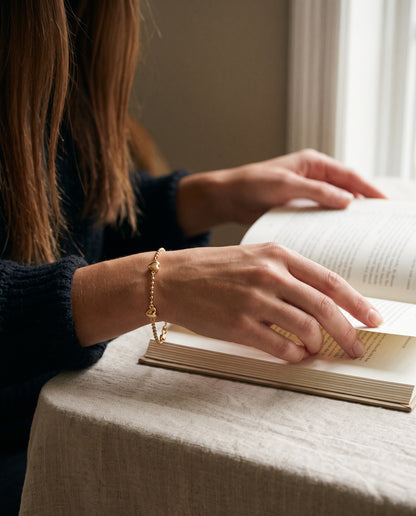 Gold Filled Heart Bracelet worn by a model